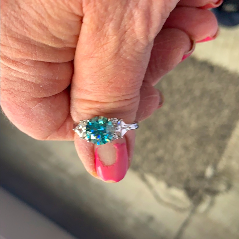 2Ct  Teal Stirling silver ring